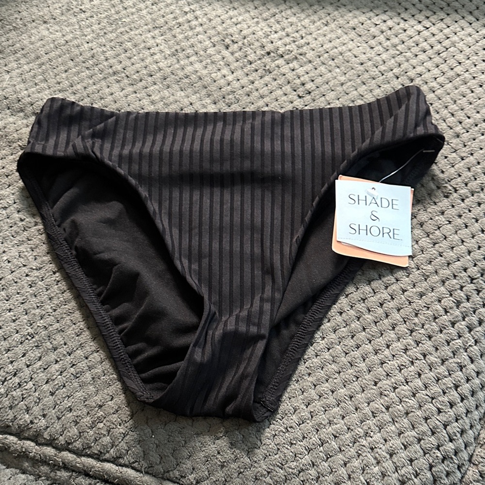 Shade & Shore Black Pinstripe Bikini Bottom